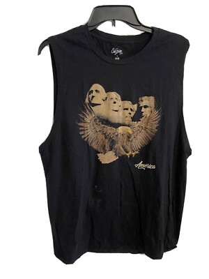 Mount Rushmore with Bald Eagle City Streets Brand Sleeveless Muscle Tee T-Shirt
