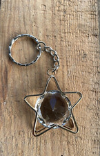 Schlüsselanhänger goldener  Stern  mit  Kristall     handmade