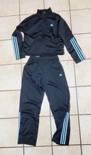RARE Adidas Tracksuit Bottoms Jacket VTG Y2K Joggers, Black Aqua Blue, Sz. M