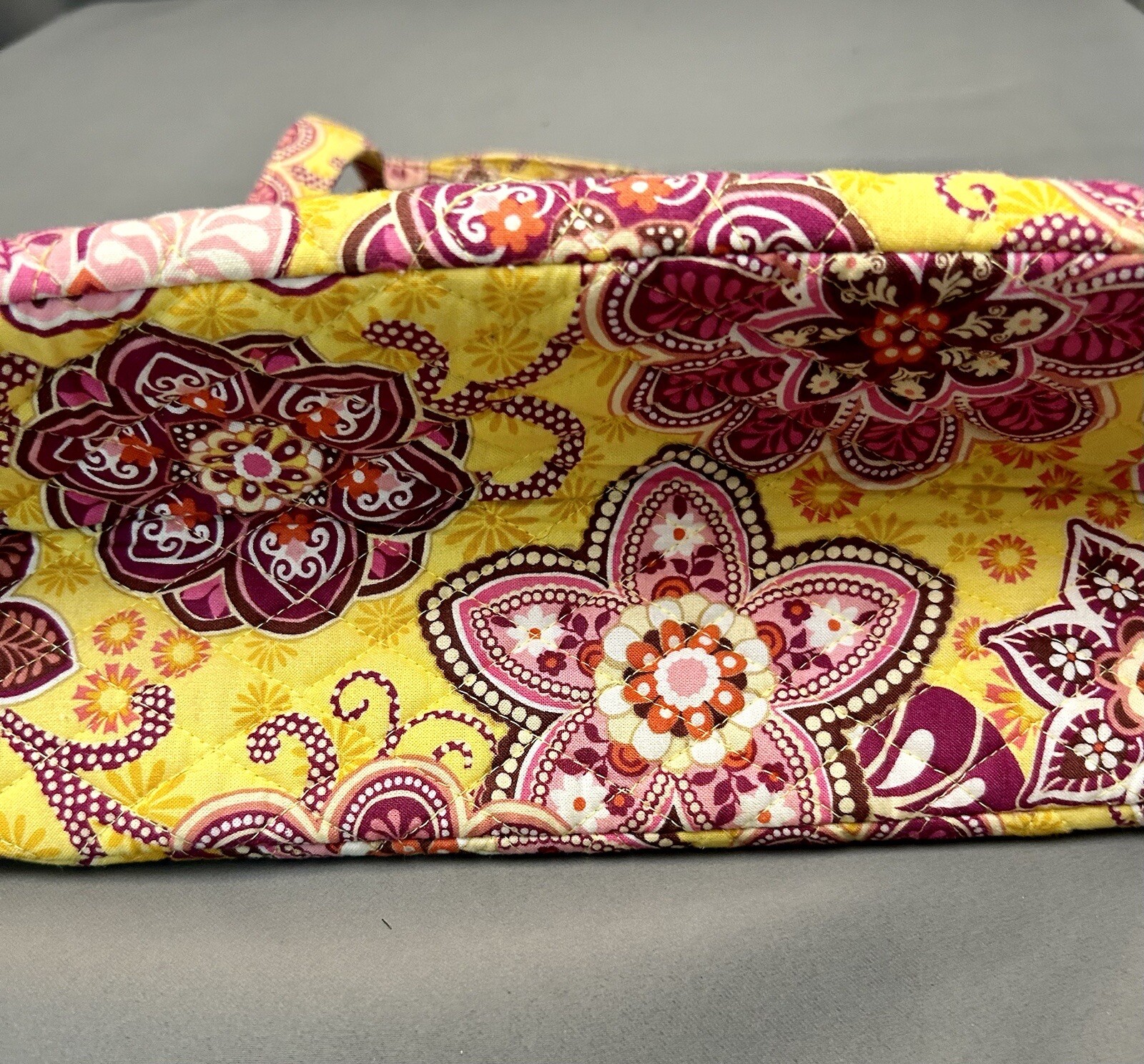 Vera Bradley On-the-Go Over Shoulder Bag in Bali Gold Womens Purse Yellow Pink image 4