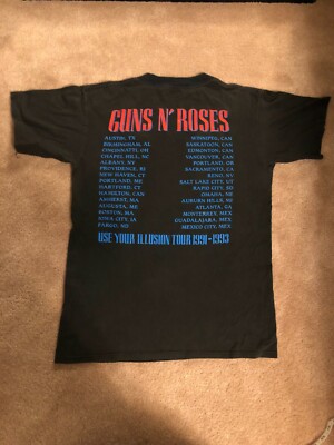 VINTAGE GUNS N ROSES USE YOUR ILLUSION SHIRT BLACK BROCKUM MEDIUM