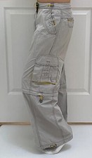 Vintage Sz 3 90s, Y2K TransNine Skater Wide Leg Rave, Parachute Cargo Pants Grey