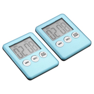 Digitale Zeitschaltuhr, 2 Stück kleine Countdown/UP Uhr mit Magnet, Küchentimer hellblau
