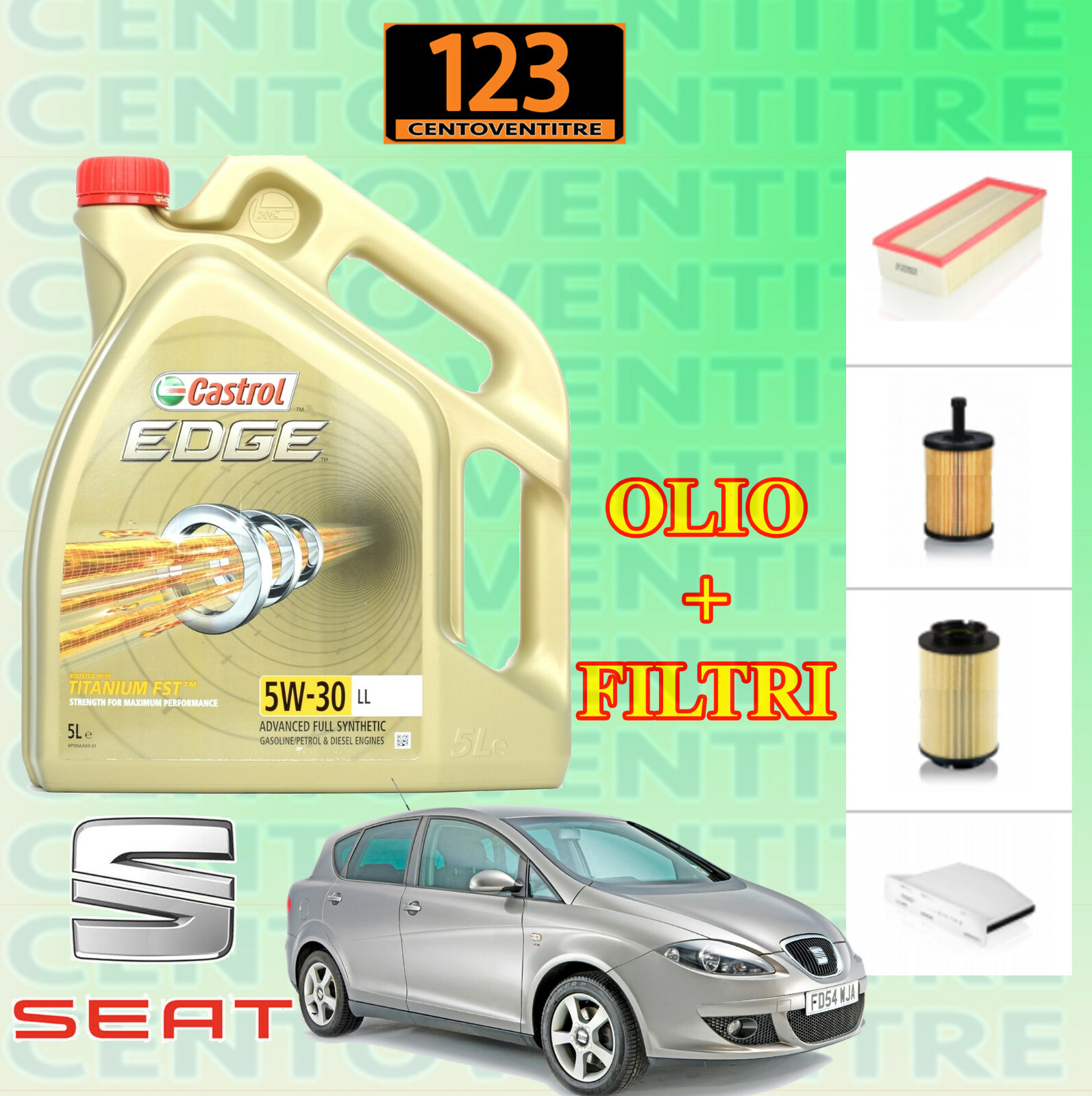 Kit Tagliando Olio CASTROL EDGE 5W30 5LT 4 FILTRI BOSCH AUDI A3 2.0 TDI BMM - Foto 9