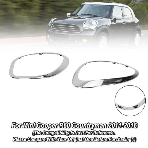 Mini Chrome R60 2X Chrome Headlight Trim Ring Bezels For Mini Cooper R60 Countryman ...