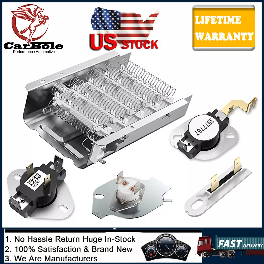 279838 Dryer Heating Element Kit for Whirlpool Maytag Centennial 