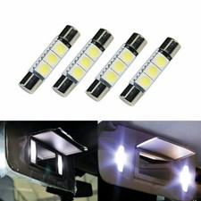 4x White 31mm 3-SMD 5050 LED Bulbs For Car Sun Visor Vanity Mirror Fuse Light