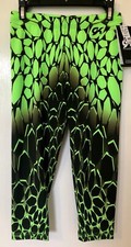 GK Elite Capri Tights ADULT X-SMALL Mosaic Print Nylon Spandex GREEN BLACK AXS