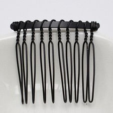 10 Black Metal 10-Teeth Hair Side Combs Clips 40mm for Women Hair Accessories