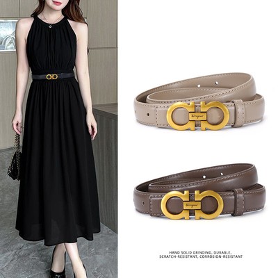 Leather Stylish Versatile Simple Belt: Decorative, Soft & Thin for Dresses black