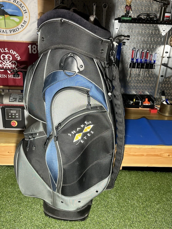 Vintage Snake Eyes Blue and Grey Staff Cart Bag 8-way - Image 2 of 4