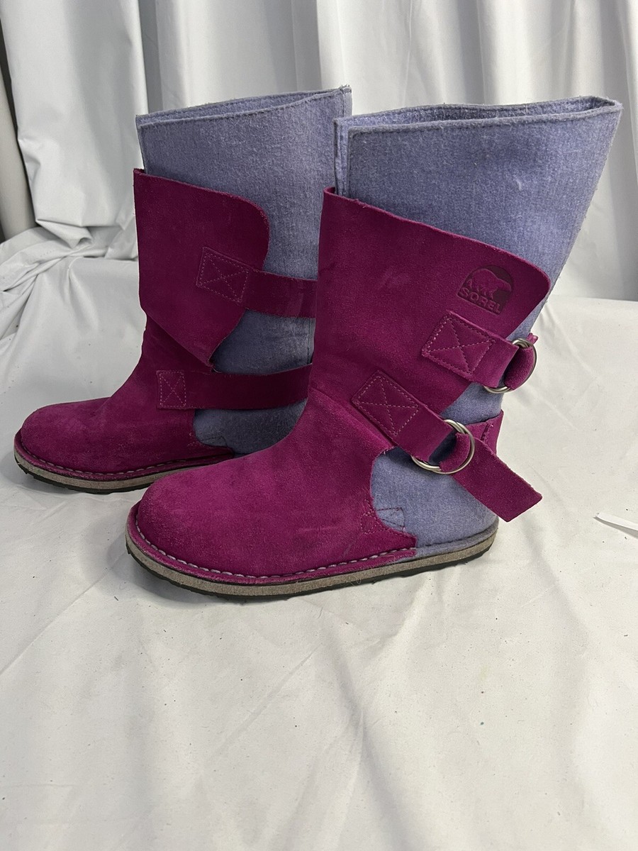 Sorel Chipahko Suede Wool Wrap Boots Size Magenta Lilac 1484051531 Womens  Girl