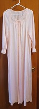 VTG pink LORRAINE 1X nightgown button up grannycore sleepware pajamas pockets EC