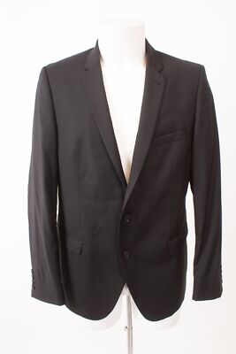 BENVENUTO Purple Herren Sakko Jackett Gr. 54 Reine Super 100´S Wolle Schwarz