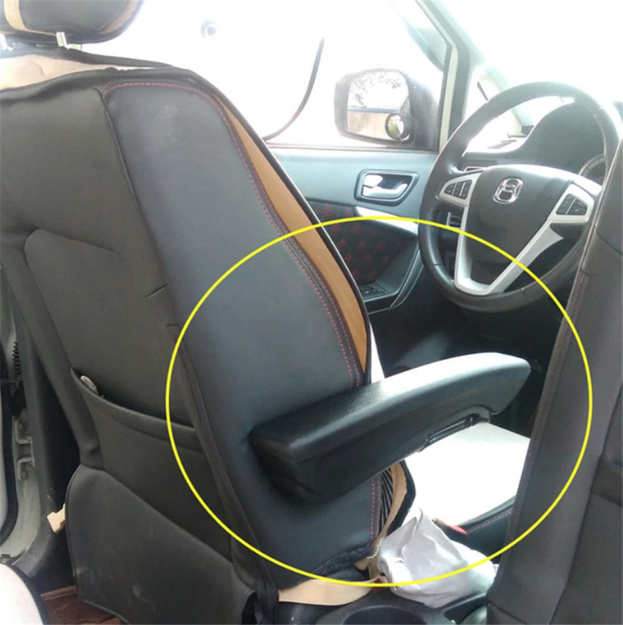 Consola de asiento de coche ajustable de cuero PU negro de alta calidad con reposabrazos lado derecho Foto 3 de 4