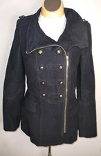 ZARA Trafaluc Women's Black Full Zip Pea Coat Size Small⚡Fast Shipping