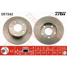 TRW 2x Bremsscheibe hinten 245 Voll für Audi 100 44 44Q C3 Quattro 85