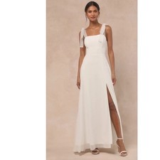 NWT Lulus Radiant Romance White Tie-Strap Maxi Dress Size S