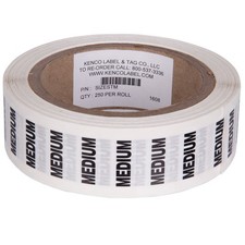 Clothing Size Strip Labels - 1.25" X 5" - 250 Strips Per Roll - Clear with Bl...