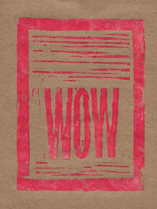 Linoldruck „WOW“ – handgemachter Originaldruck – moderne Pop Art – Unikat