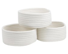Small Basket Set of 3 Woven Baskets, Cotton Rope Baskets for Organizing, Cute