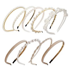 9-Piece Pearl Headbands for Women Non Slip White Pearl Hairbands Fashion Brid...