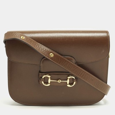 Gucci Horsebit 1955 Flap Medium Brown Leather Shoulder Bag