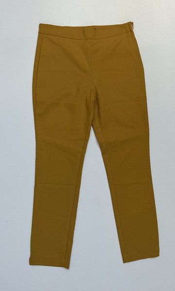 🌹WOMEN PANTS EU38 SMALL STRAIGHT LEG MUSTARD BROWN SLIGHT STRETCHY ANKLE SLIT🌹