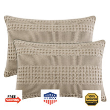 PHF 100 Cotton Waffle Pillow Shams Queen Size, 2 Pack 20" x 30" Soft Skin-Frien