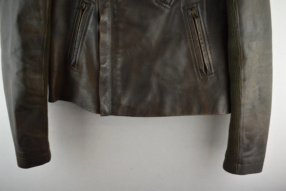 MORGAN Brown Leather Lined Biker Jacket size L Womens Full Zip Casual Outdoors - Image 3 of 4