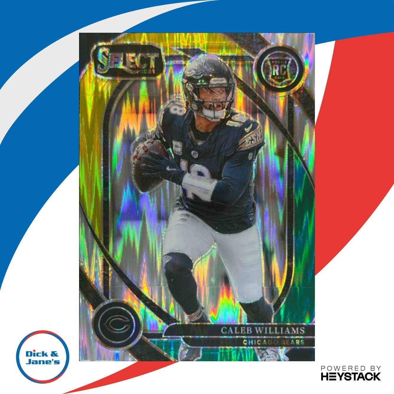 2024 Panini Select Caleb Williams Green and Yellow Prizm Shock #216 RC Bears