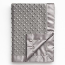 Grey Baby Soft Minky Dot Blanket with Silky Satin Backing Baby Gifts for Girl...