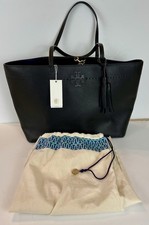 TORY BURCH McGraw Large Black Pebbled Leather Shopper Tote Bag MSRP 398 4200