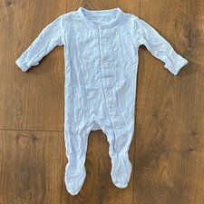 Kickee Pants Soft Sky Blue with Silver Trees Footie Snap Closure size 0-3 months
