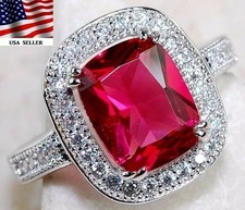 4CT Treated Ruby  Topaz 925 Solid Sterling Silver Ring Jewelry Sz 6 NB3-4