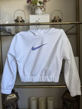 Girls Nike White Middle Check Hoodie XS