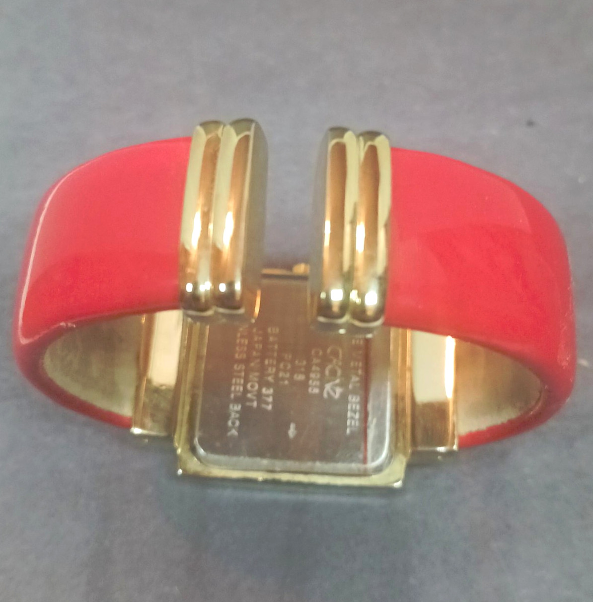 Cache Red Bangle Rhinestone Watch - New Battery -… - image 7