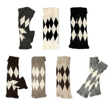Argyle Pattern Wool Long Socks for Women Student Vintage Knitted Leg Warmers