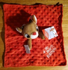 My First Rudolph Reindeer Red Security Snuggle Blanket Soft Toy Rattle Lovey NEW
