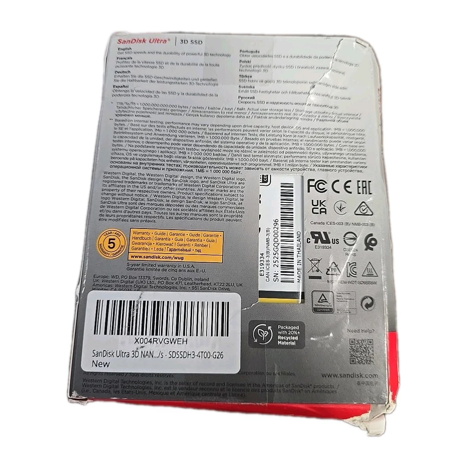 SanDisk 4TB Ultra 3D NAND SSD, Internal Solid State Drive - SDSSDH3-4T00-G26 - Image 3 of 4