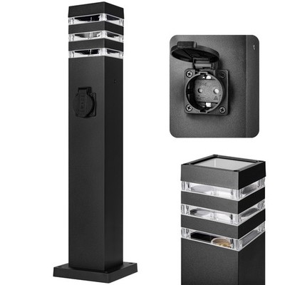 LED Außenleuchte E27 60cm IP54 Schwarz Bewegungsmelder oder Steckdose MasterLED
