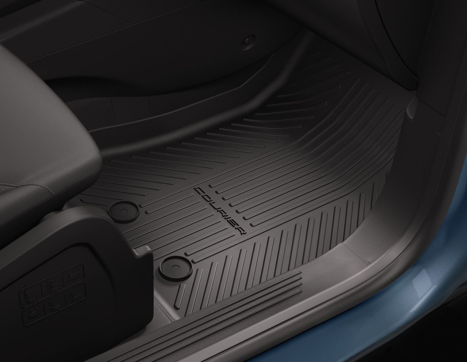 Tapis de sol caoutchouc pour Ford Transit Courier 2018-2023, noir avant protection habitacle