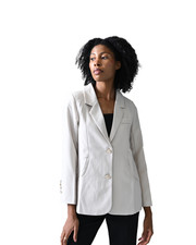 Womens White Blazer Single Breasted Button Front Formal Workwear Jacket