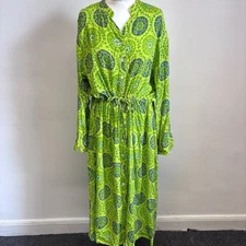 Handprint Dream Apparel Dress Size Medium Green Patterned Pockets Summer Holiday