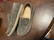 Born Mens Size 11.5 Baylor Dark Grey Distressed Suede Slip On Loafers Shoes