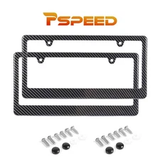 1 PACK Universal USA Size Car Carbon Look License Plate Frame Cover Front & Rear
