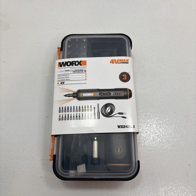 Worx WX240L 4V 3-Speed Cordless Screwdriver, New,LED Light, Rechargeable W/Bits
