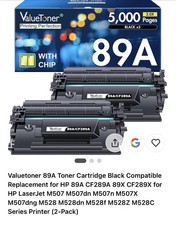 ValueToner 89A CF289A Black Laser Toner Compatible for HP M507 Series 2 pack 