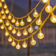 9ft LED String Lights, 108 Warm White Bulbs, Outdoor Waterproof Fairy Lights