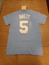 NWT New Tags Majestic George Brett #5 Kansas City Royals Blue Tshirt Mens Small